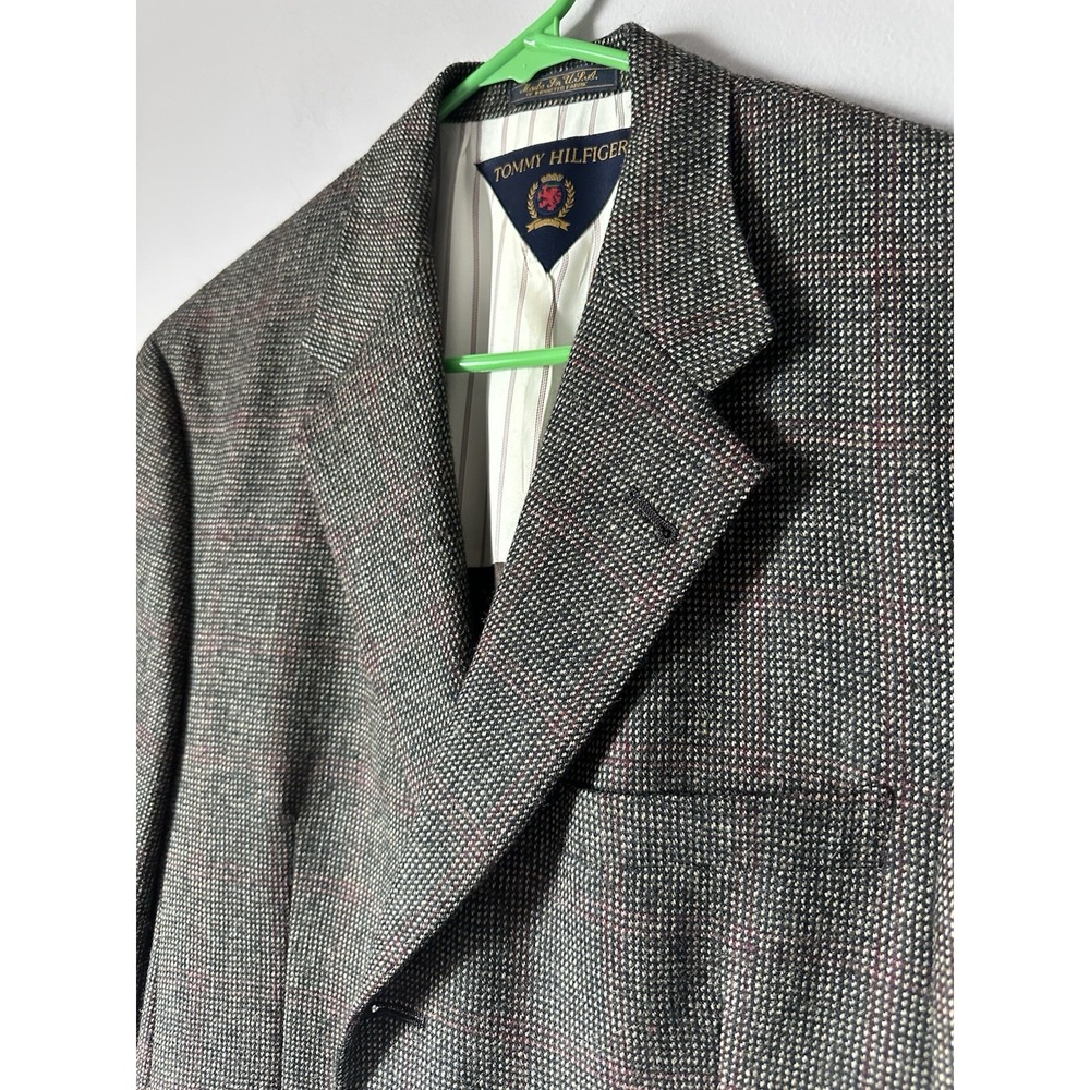 Tommy Hilfiger Tweed Plaid Wool Blazer Men's 39R Brown 3 Button‎ Vented